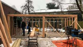 Douglas tuinschuur 28 m2 met robuste balken 