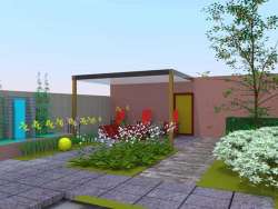 tuin ontwerp in 3 d met natuursteen strak water element tuinpavajoen